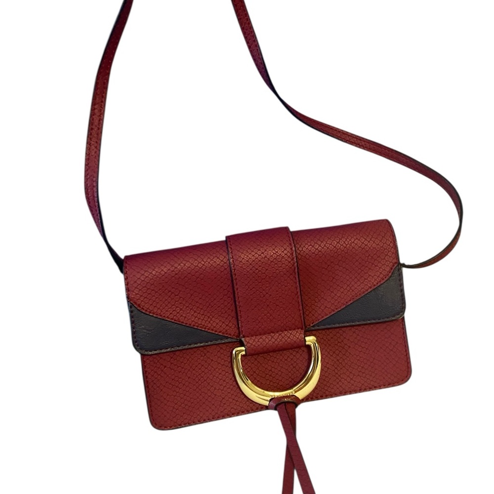 Structured Preppy London‎ Fog Burgundy and Navy Crossbody Bag